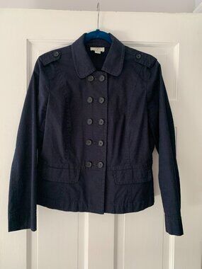 Vintage Ann Taylor Loft Double Breasted Navy Blue Utility-Style jacket - size MP